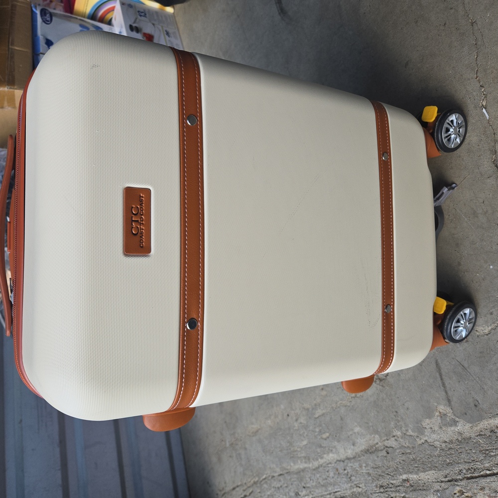 Cream and Brown CTC Rolling Suitcase